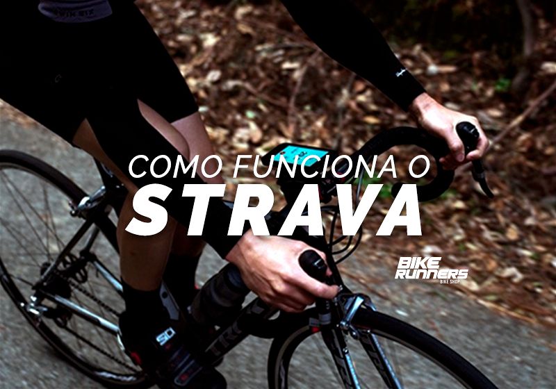 Banner com ciclista em bicicleta utilizando aplicativo em celular e sobre a imagem a escrita como funciona o strava